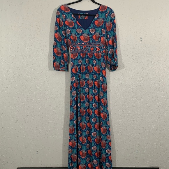 Anthropologie Maeve Philomena Maxi V-Neck Tie-Back Dress size 4